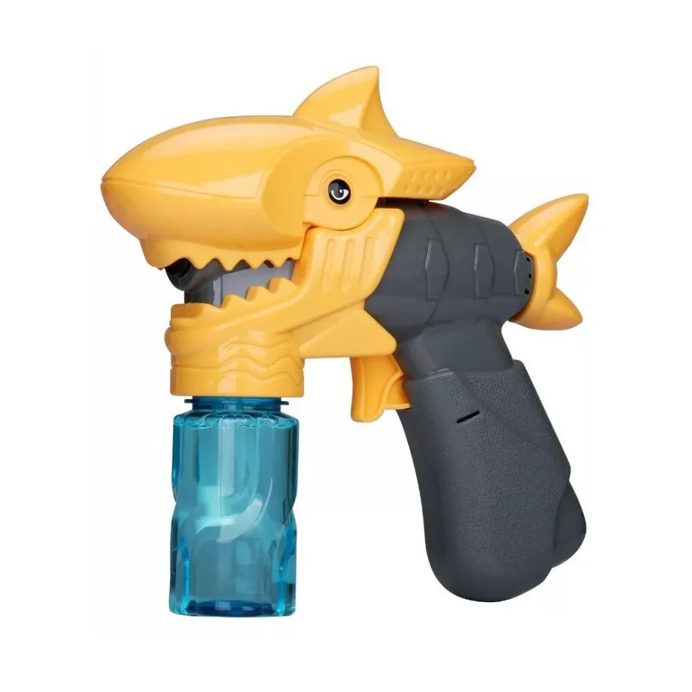 Mr. Bubble YELLOW Shark Bubble Blaster Bundle Lights Sounds Solution Easy to ref